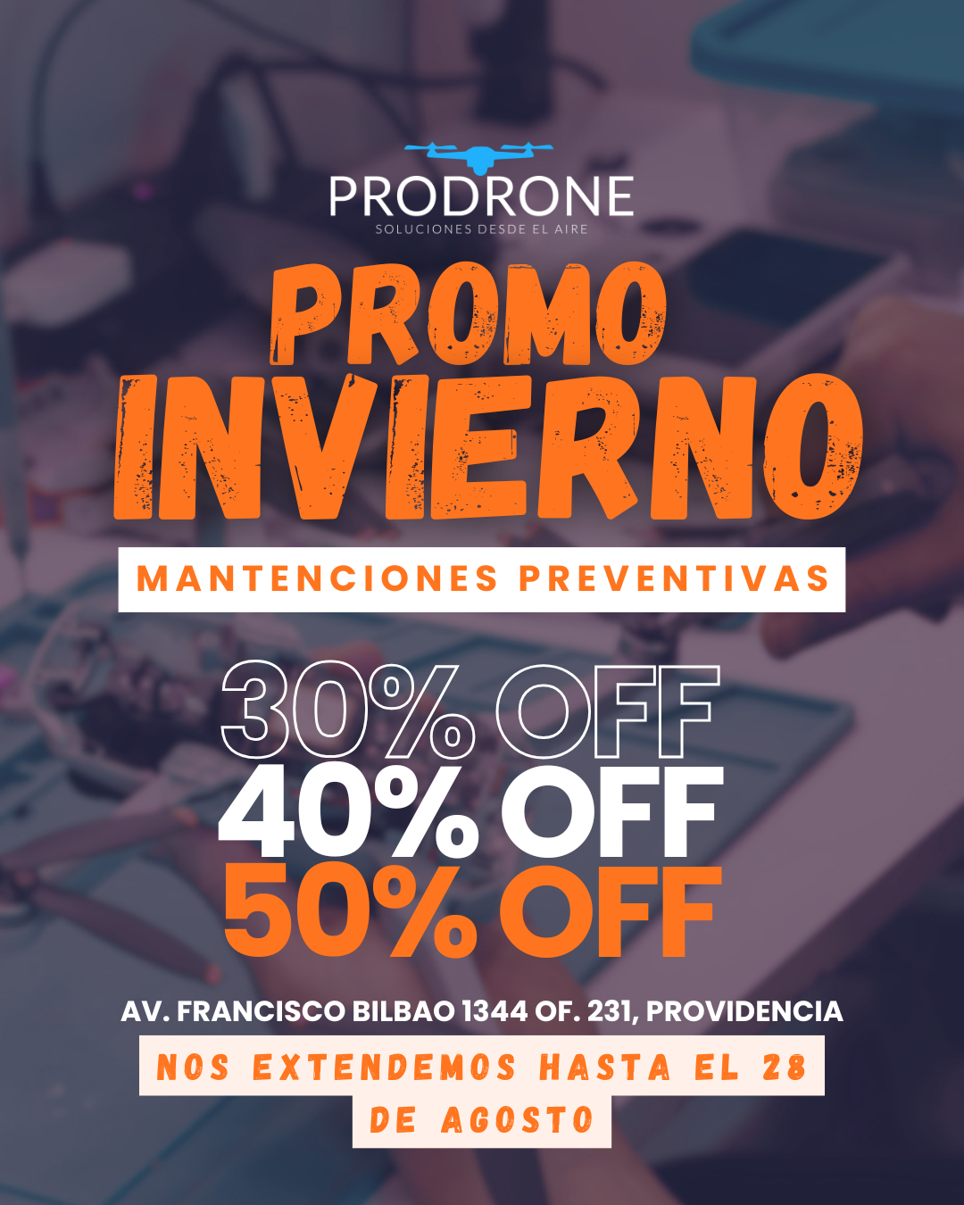 Promoción de invierno para mantenciones preventivas de drones DJI